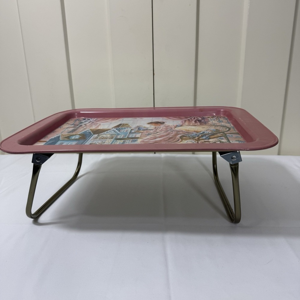 Metal Lap Tray Angela Trotta Thomas Art Girl Dollhouse Folding Legs 80's Vintage - Picture 6 of 15